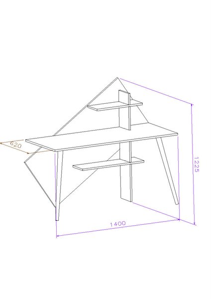 Birou picioare lemn Geometric Homs 140x60 cm